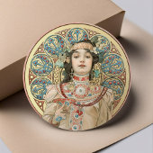 Gold Art Nouveau Mucha Sarah Bernhardt Champagne Runder Aufkleber