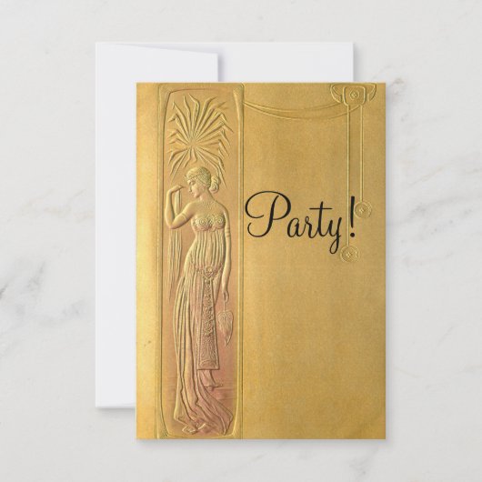 Gold Art Nouveau Party Einladung (Vorderseite)