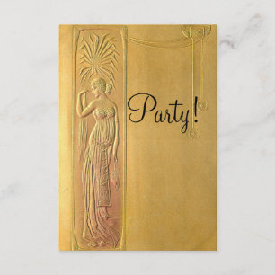 Gold Art Nouveau Party Einladung