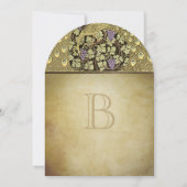 Gold Art Nouveau Peacock Birds Hochzeit Einladung (Rückseite)