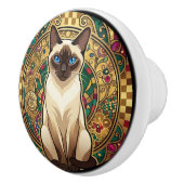 Gold Art Nouveau Siamese Cat Keramikknauf (Rechts)