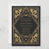 Gold Art Nouveau Tarot Gothic QR Code Hochzeit Einladung (Vorderseite)