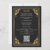 Gold Art Nouveau Tarot Gothic QR Code Hochzeit Einladung (Rückseite)