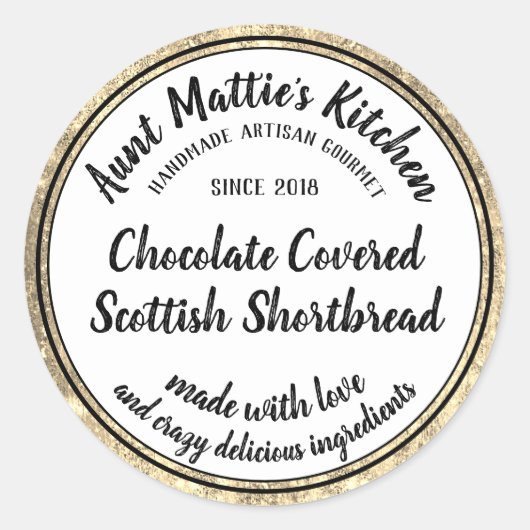 Gold Artisan handgefertigte Gourmet Food Label Runder Aufkleber (Vorderseite)