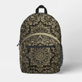 Gold Artistic Mandala Backpack Bedruckter Rucksack