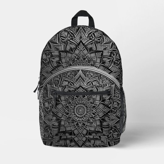 Gold Artistic Mandala Backpack Bedruckter Rucksack (Vorderseite)