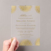 Gold Asian Motif Muslim Wedding Acryleinladungen (Insitu (Handheld))