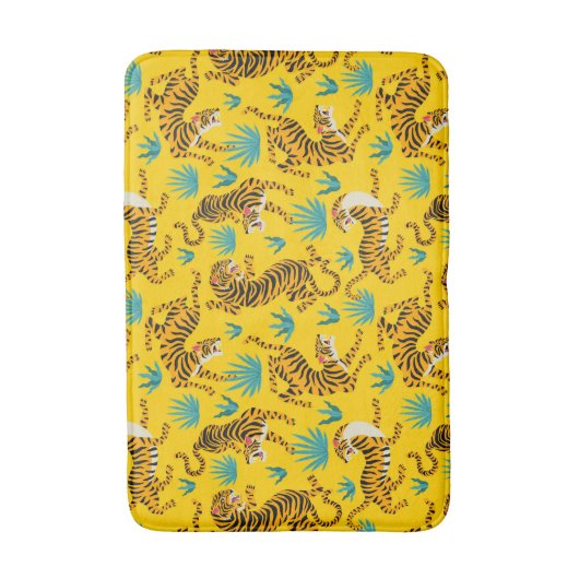 Gold Asian Tiger Pattern Badematte (Vorderseite Vertikal)