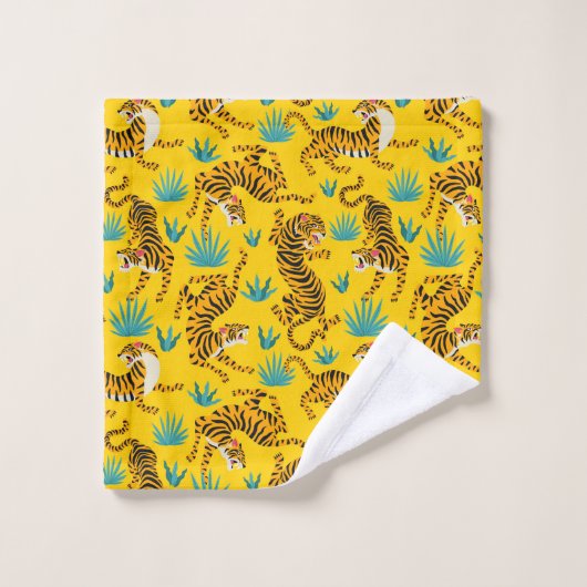 Gold Asian Tiger Pattern Badhandtuch Set (Waschlappen)