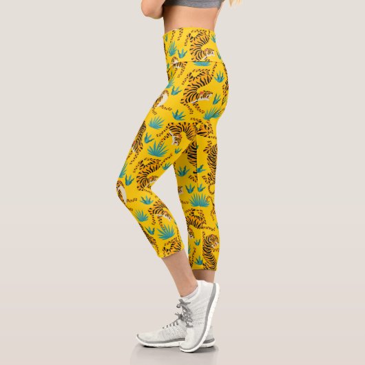 Gold Asian Tiger Pattern Capri Leggings (Links)