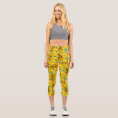 Gold Asian Tiger Pattern Capri Leggings (Vorderseite)