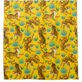 Gold Asian Tiger Pattern Duschvorhang (Vorderseite)