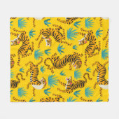 Gold Asian Tiger Pattern Fleecedecke (Vorderseite (Horizontal))