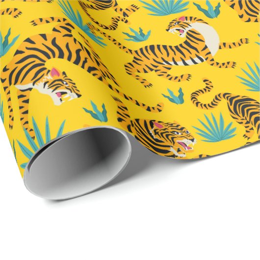 Gold Asian Tiger Pattern Geschenkpapier (Rolleneckpunkt)