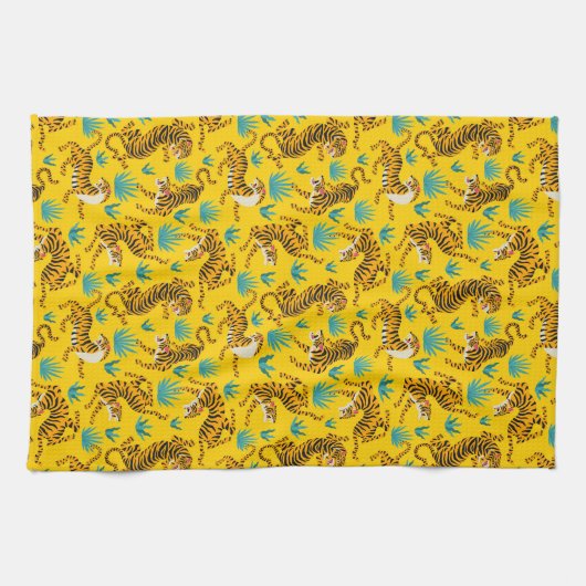 Gold Asian Tiger Pattern Geschirrtuch (Horizontal)