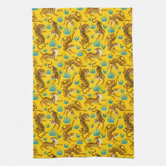 Gold Asian Tiger Pattern Geschirrtuch (Vertikal)