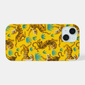 Gold Asian Tiger Pattern iPhone 15 Hülle (Rückseite (Horizontal))