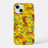 Gold Asian Tiger Pattern iPhone 15 Hülle (Rückseite)
