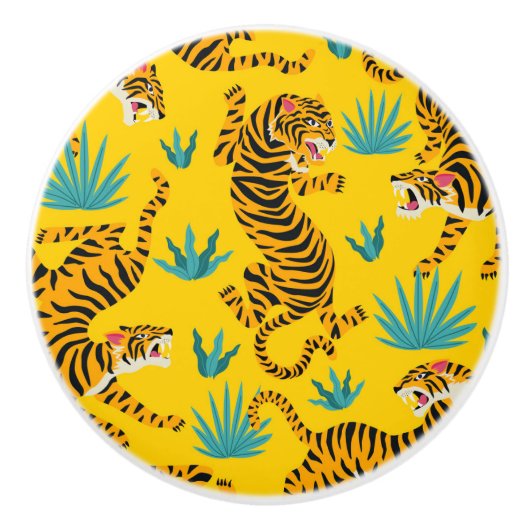 Gold Asian Tiger Pattern Keramikknauf (Vorderseite)