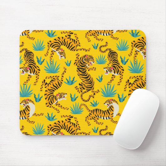 Gold Asian Tiger Pattern Mousepad (Mit Mouse)