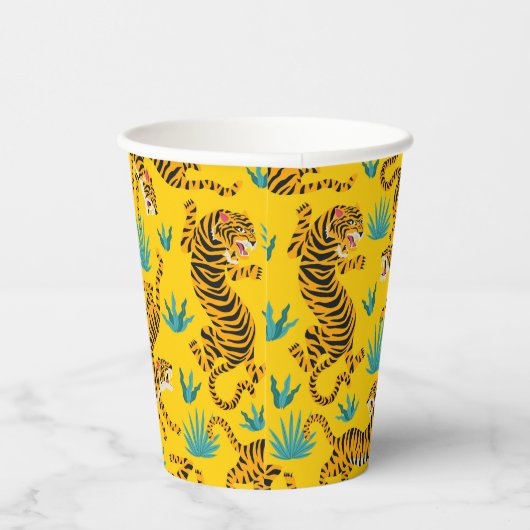 Gold Asian Tiger Pattern Pappbecher (Rechts)