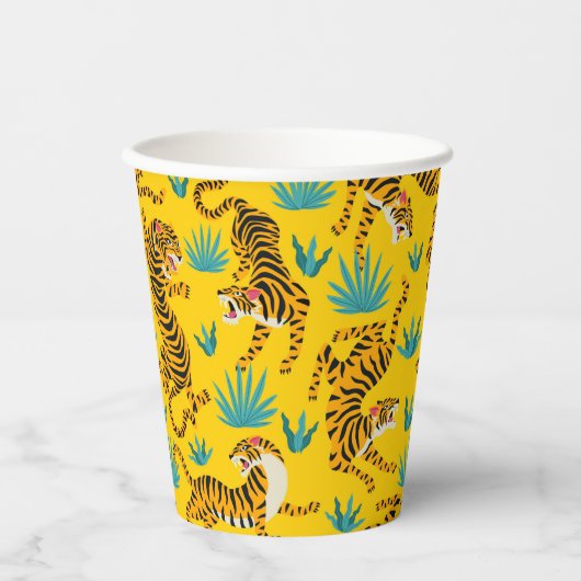 Gold Asian Tiger Pattern Pappbecher (Vorderseite)