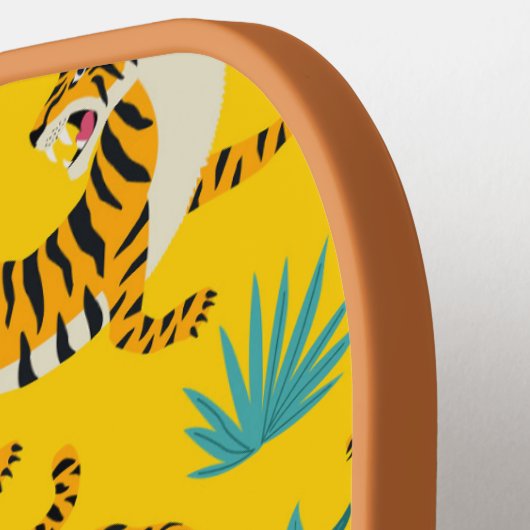 Gold Asian Tiger Pattern Pickleball Schläger (Linke Seite)