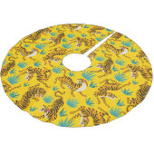 Gold Asian Tiger Pattern Polyester Weihnachtsbaumdecke (Schrägansicht)