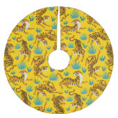 Gold Asian Tiger Pattern Polyester Weihnachtsbaumdecke (Vorderseite)