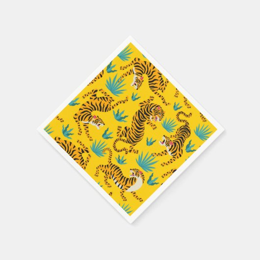 Gold Asian Tiger Pattern Serviette (Ecke)