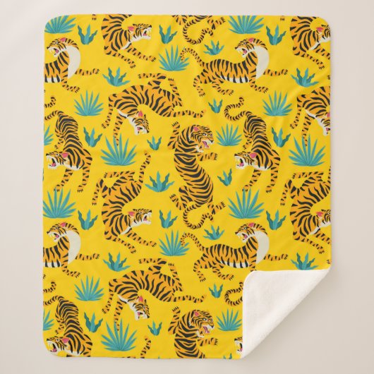 Gold Asian Tiger Pattern Sherpadecke (Vorderseite)