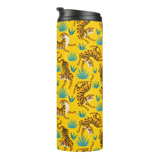 Gold Asian Tiger Pattern Thermosbecher (Nach rechts gedreht)