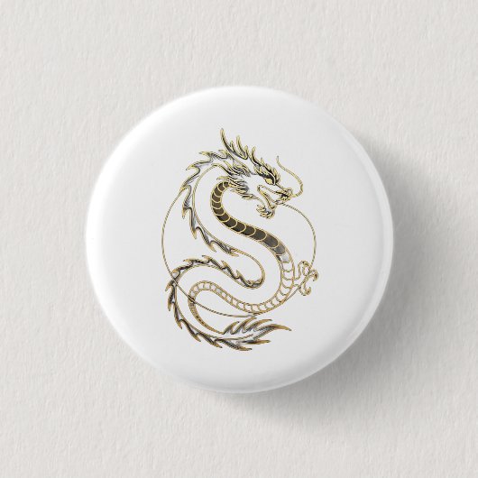 Gold Asien Drache Button (Vorderseite)