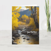 Gold Aspen Trees Rocky Stream Malerei 2 Ihren Text Ankündigung (Vorderseite)