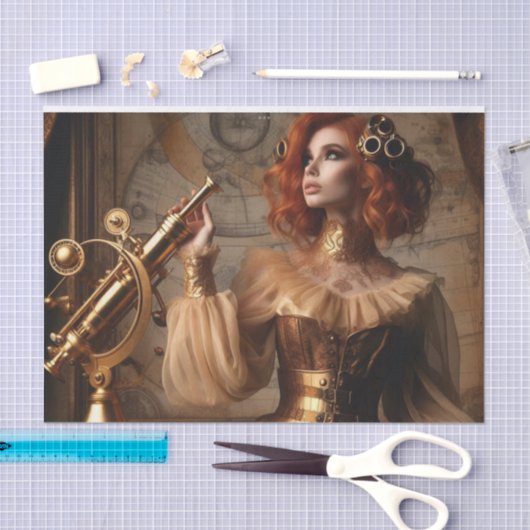 Gold Astronomen Steampunk Viktorianisch Decoupage Seidenpapier (Handwerk)