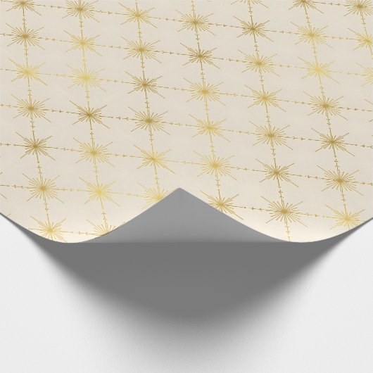 Gold Atomic Starburst Retro Holiday Geschenkpapier (Ecke)