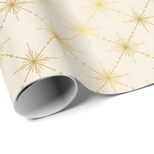 Gold Atomic Starburst Retro Holiday Geschenkpapier (Rolleneckpunkt)