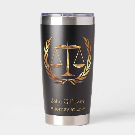 Gold Attorney Scales of Justice Custom Thermobecher (Rückseite)