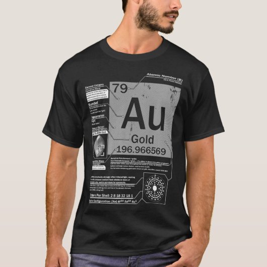 Gold Au Element Atomic Number 79 Science T-Shirt (Vorderseite)