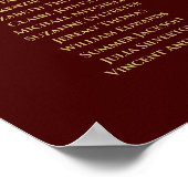 Gold & Auburn Brown 12 Table Wedding Chart Poster (Ecke)