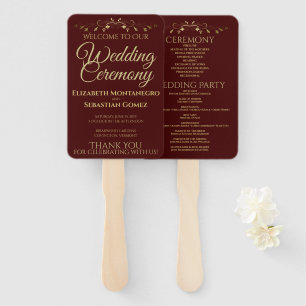 Gold & Auburn Elegant Blüh Wedding Program Fächer