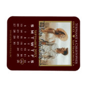 Gold & Auburn Foto Kalender Rette unsere Hochzeit Magnet (Horizontal)