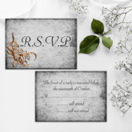 Gold auf antiker grauer Hochzeit RSVP Karte
