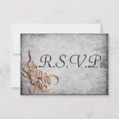 Gold auf antiker grauer Hochzeit RSVP Karte (Vorderseite)
