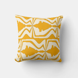 Gold auf Beige Horizontal Große Abstrakte Schallwe Kissen