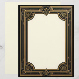 Gold auf Black Art Deco Classic Briefbogen