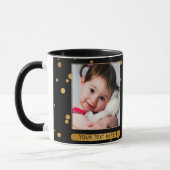 Gold auf Black Confetti Personalisierte Foto Tasse (Links)