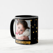 Gold auf Black Confetti Personalisierte Foto Tasse (Vorderseite Links)
