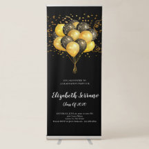 Gold auf Black Graduation Party Balloons & Confett