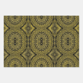Gold auf Black Mandala Wrapping Sheet Set 3 Geschenkpapier Set